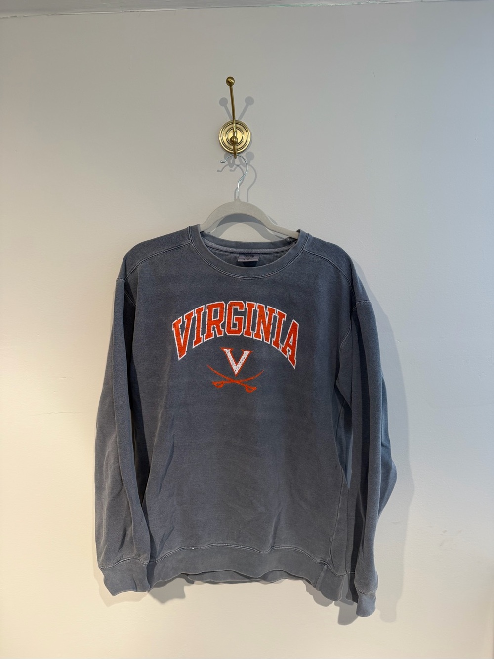 Comfort Colors Virginia Arch Crewneck Sweatshirt - Gray with Orange Logo